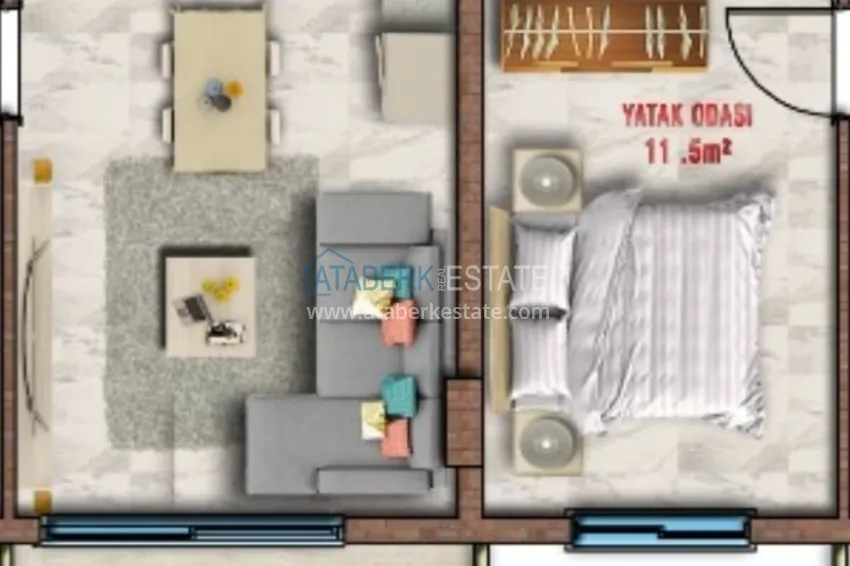 Kupuj taniej Apartament 1+1 od inwestora w kompleksie z infrastrukturą hotelową — dzielnica Avsallar 1