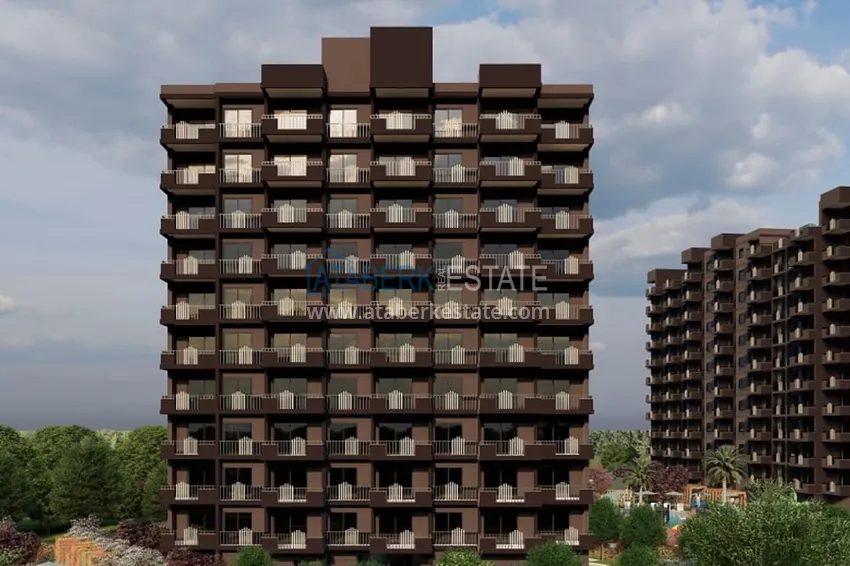 Apartments in a popular 1 + 1 layout during the construction phase of Cesmeli-Mersin 2 