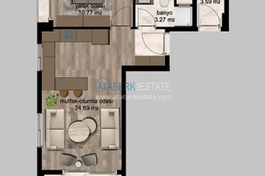 Buy cheap Apartments in a popular 1 + 1 layout during the construction phase of Cesmeli-Mersin 1 