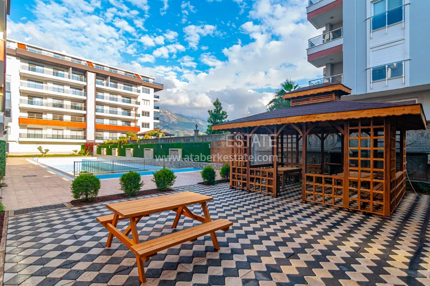 Apartment 3+1 with furniture, glazed balcony and mountain views, Kestel district — Alanya 10