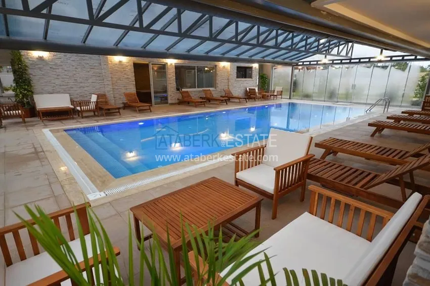 Furnished 2+1 apartment with separate kitchen, glazed balcony and sea view, Kestel district — Alanya 11
