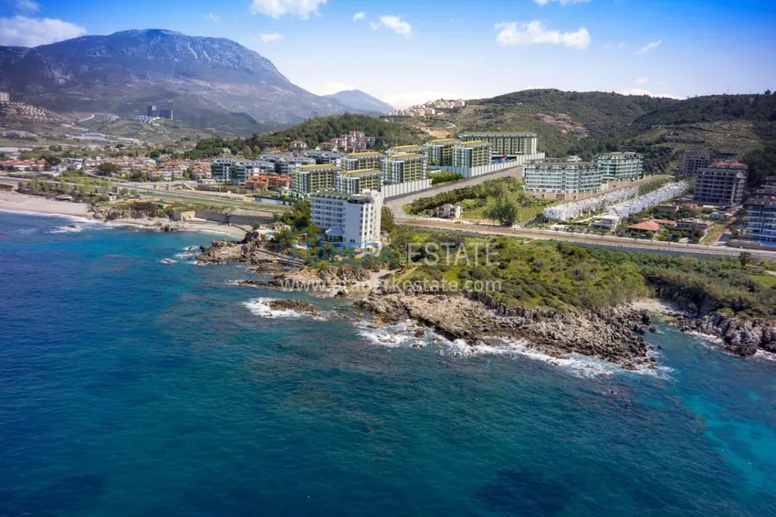 Apartament 1+1 z meblami i widokiem na morze w kompleksie przy plaży — Alanya, dzielnica Kargicak 1