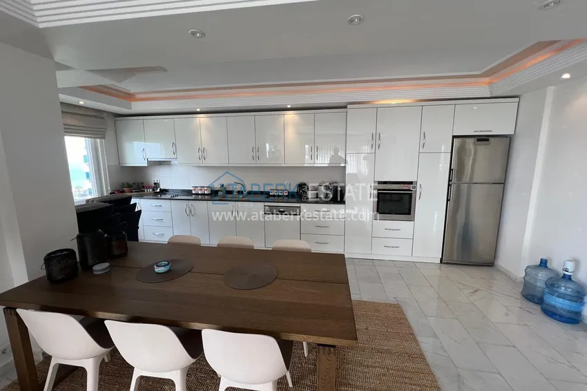 Purchase 3+1 linear apartment with furniture, sea and mountain views on the beachfront - Tosmur, Alanya 10 