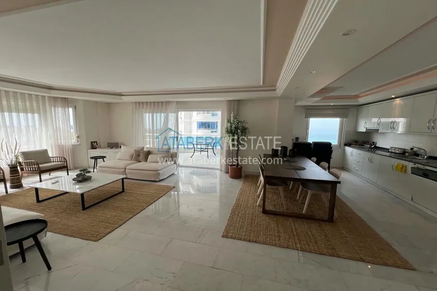 Purchase 3+1 linear apartment with furniture, sea and mountain views on the beachfront - Tosmur, Alanya 5 