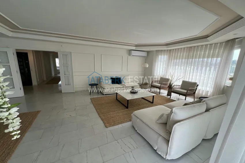 Purchase 3+1 linear apartment with furniture, sea and mountain views on the beachfront - Tosmur, Alanya 7 