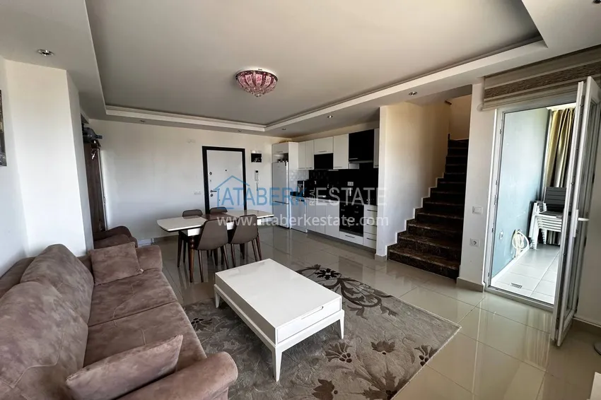 Kupuj Umeblowany dwupoziomowy 3+1 z przeszklonym balkonem i widokiem na morze, dzielnica Avsallar — Alanya 2