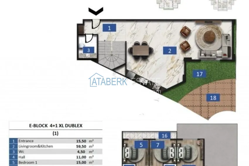 Buy cheap 4+1 garden duplex with citizenship in a premium resort resort — Turkler, Alanya 1