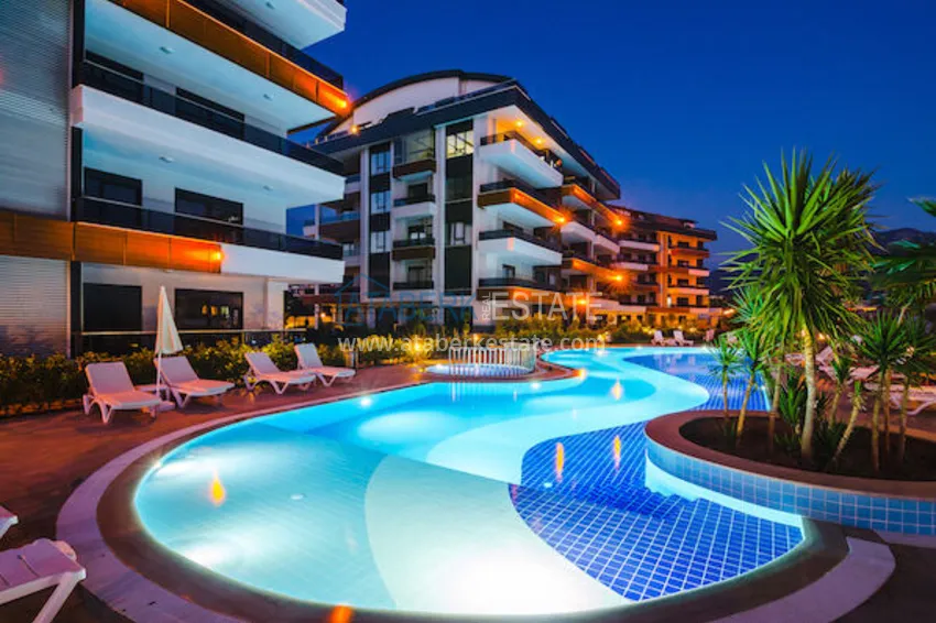 Furnished one-bedroom apartment for rent in a prestigious residence — Oba district, Alanya B1 1