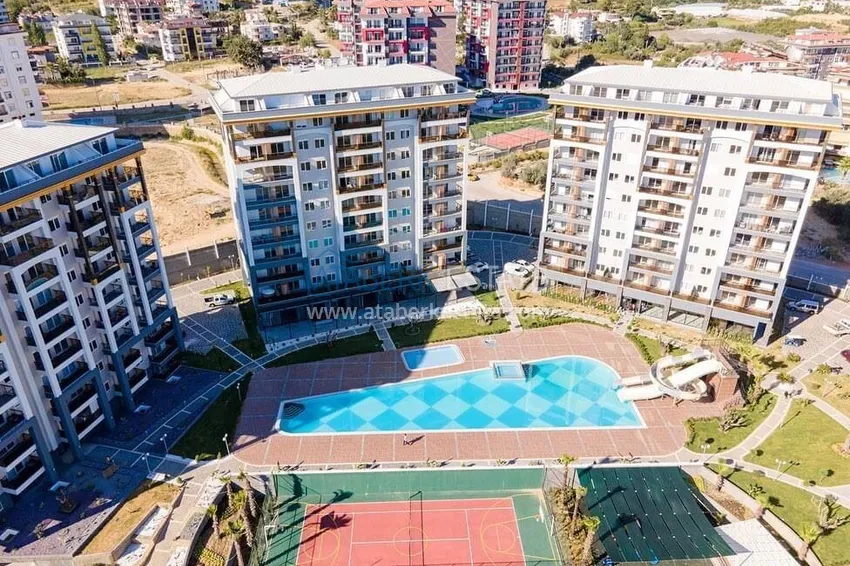 1+1 furnished apartment for rent in a luxury residence near Incekum beach, Avsallar district — Alanya D43 4 