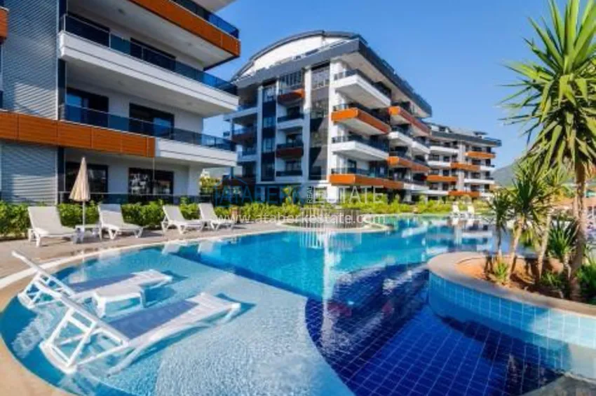 Furnished one-bedroom apartment for rent in a prestigious residence — Oba district, Alanya B1 2
