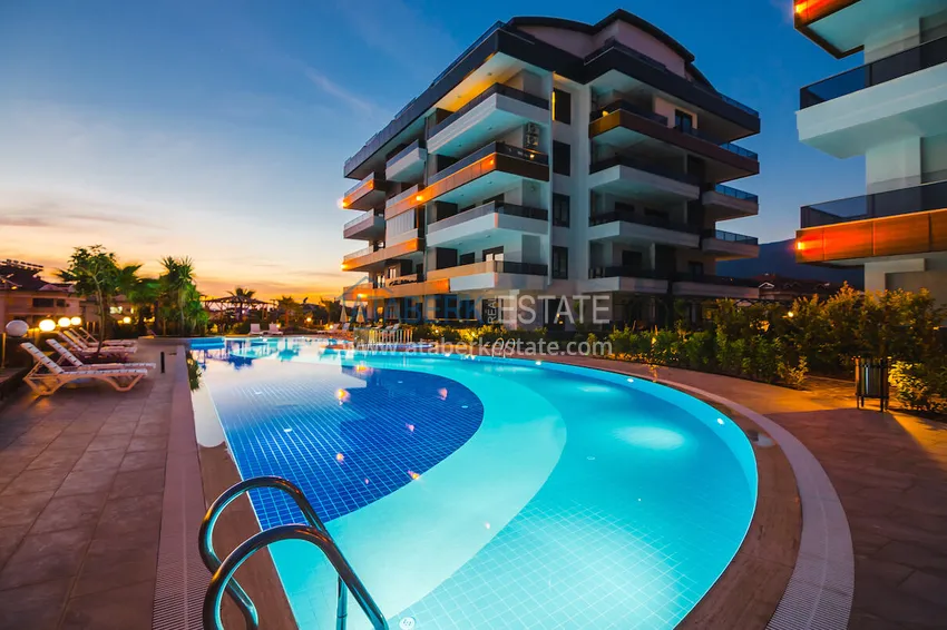 Furnished one-bedroom apartment for rent in a prestigious residence — Oba district, Alanya B1 4