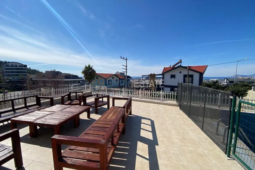 3+1 two-storey private house with pool and fully furnished in Kargicak 11 