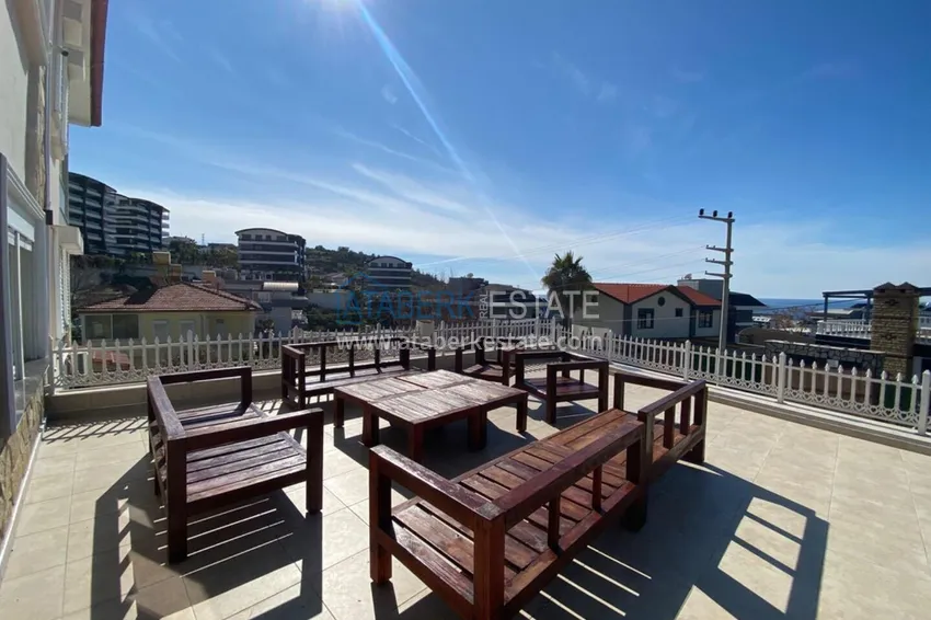 3+1 two-storey private house with pool and fully furnished in Kargicak 13 