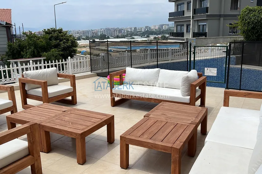 3+1 two-storey private house with pool and fully furnished in Kargicak 15 