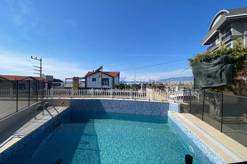 3+1 two-storey private house with pool and fully furnished in Kargicak 5 