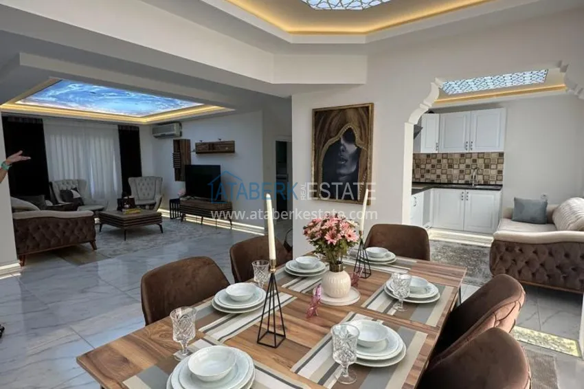 Purchase 3+1 two-storey private house with pool and fully furnished in Kargicak 7 