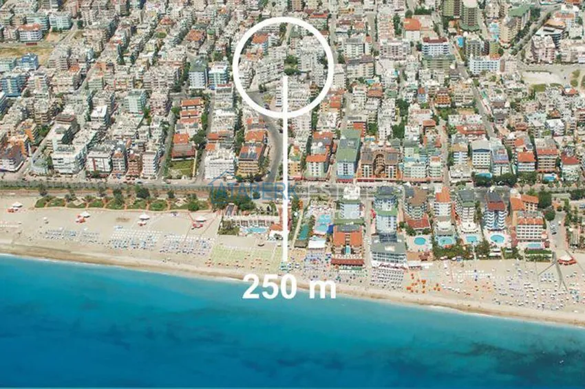 Mieszkanie 1+1 umeblowane 250 metrów od morza - centrum Alanyi, plaża Kleopatry 4 