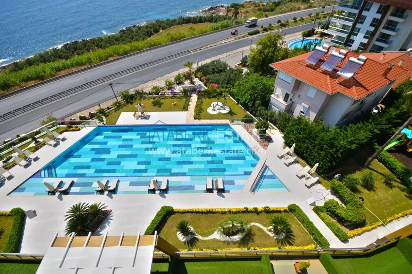 Furnished apartment 1+1 with sea view in luxury complex - Kargycak, first coast line 6 
