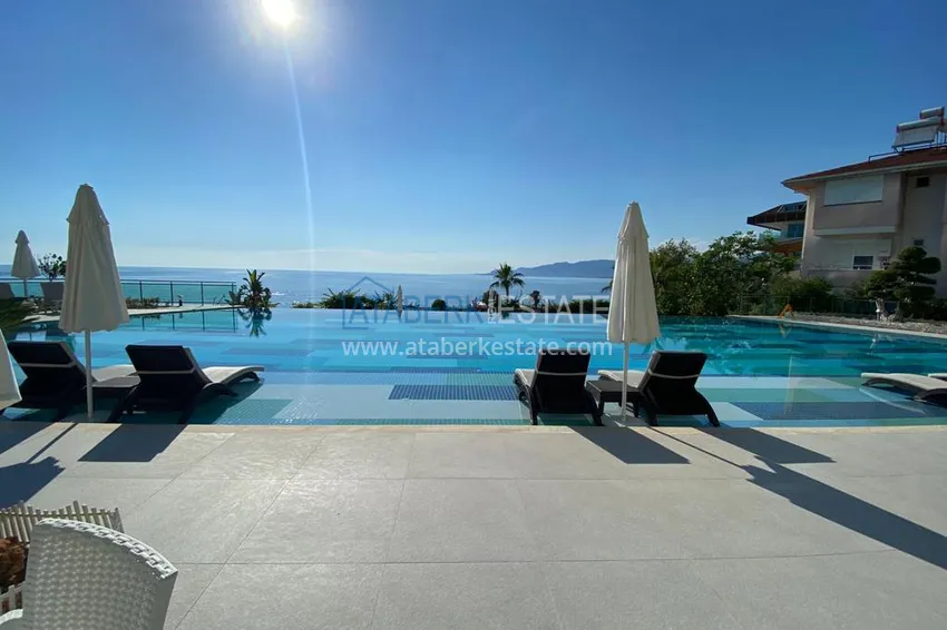 Furnished apartment 1+1 with sea view in luxury complex - Kargycak, first coast line 7 