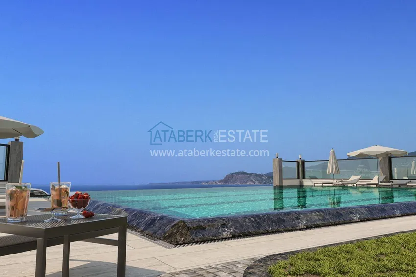 Furnished apartment 1+1 with sea view in luxury complex - Kargycak, first coast line 8 