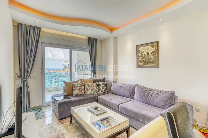 Purchase 1+1 apartment with furniture and sea view in a luxury complex — Alanya, Mahmutlar district 2