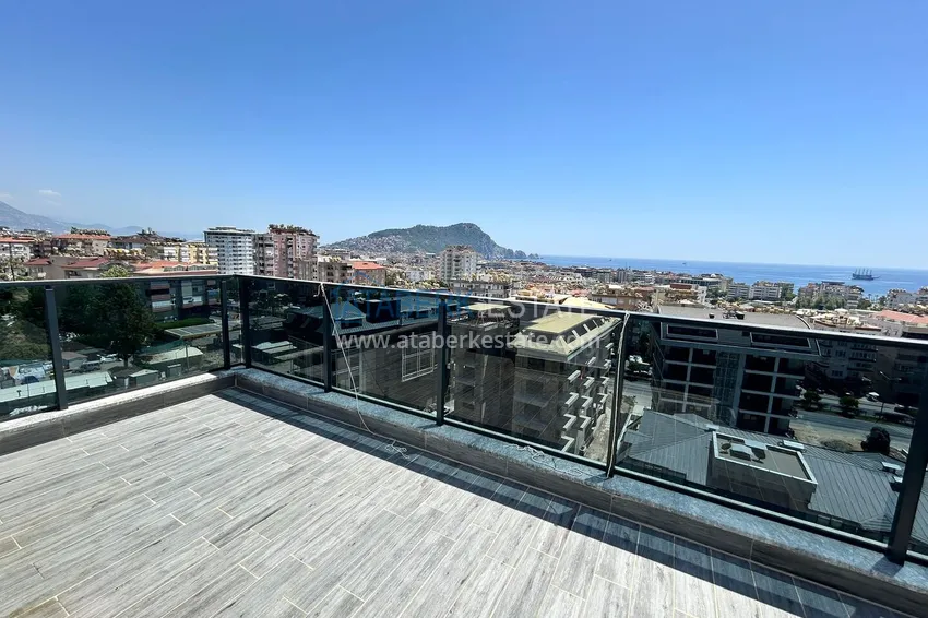 Kupuj Dwupoziomowy penthouse 2+1 z widokiem na morze i góry w centrum Alanyi 16 