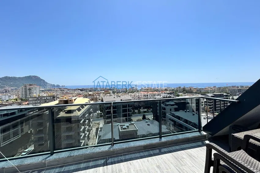 Kupuj Dwupoziomowy penthouse 2+1 z widokiem na morze i góry w centrum Alanyi 18 