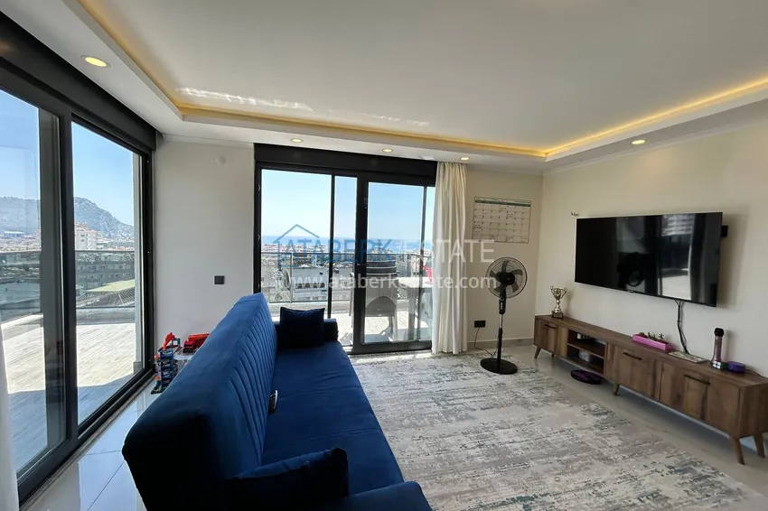 Kupuj Dwupoziomowy penthouse 2+1 z widokiem na morze i góry w centrum Alanyi 6 