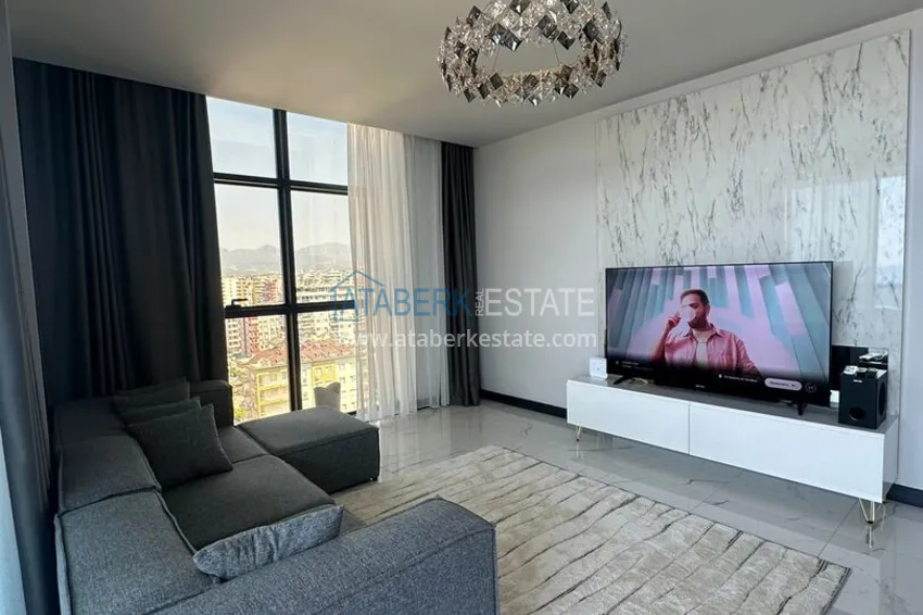 Purchase 2+1 apartment with panoramic view and partially furnished — Alanya, Mahmutlar 7