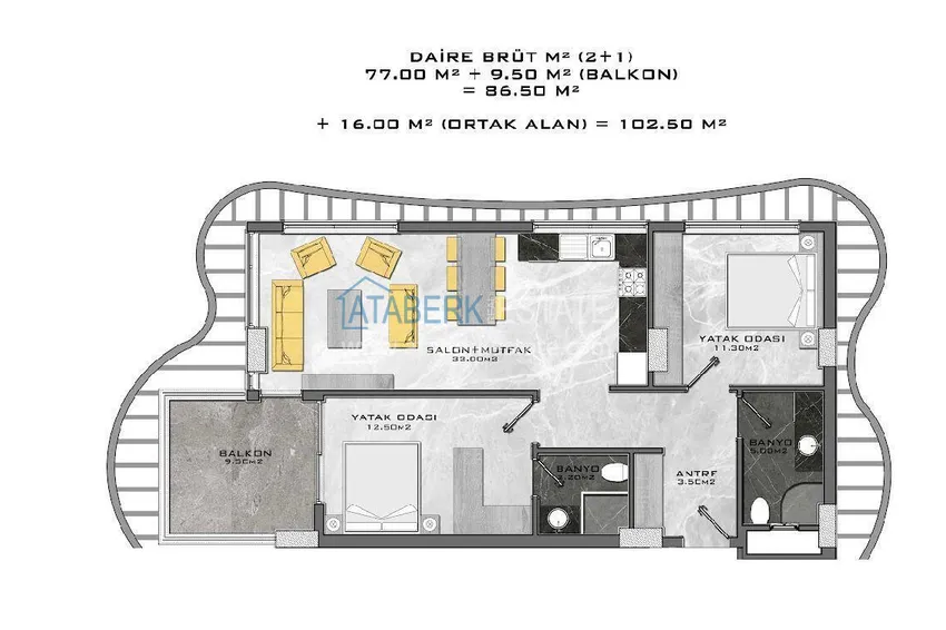 Buy cheap 2+1 apartment with sea view in Kargicak on the beachfront  1 