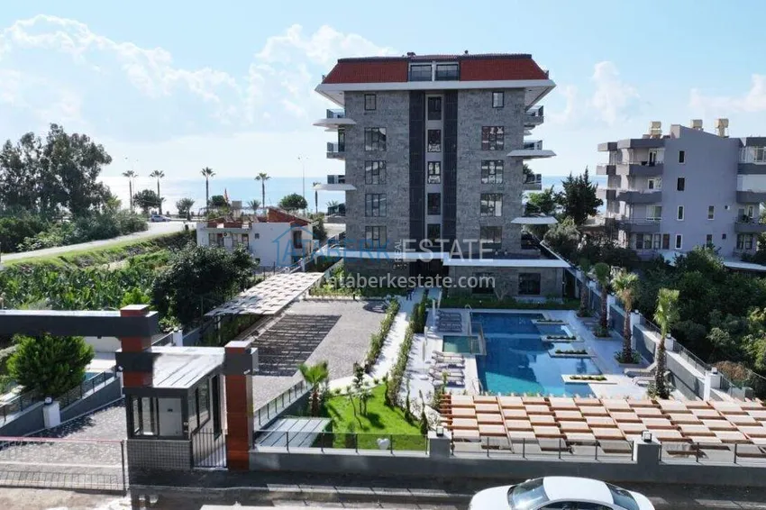 Furnished 1+1 apartment with sea view - first line, Kestel, Alanya 8