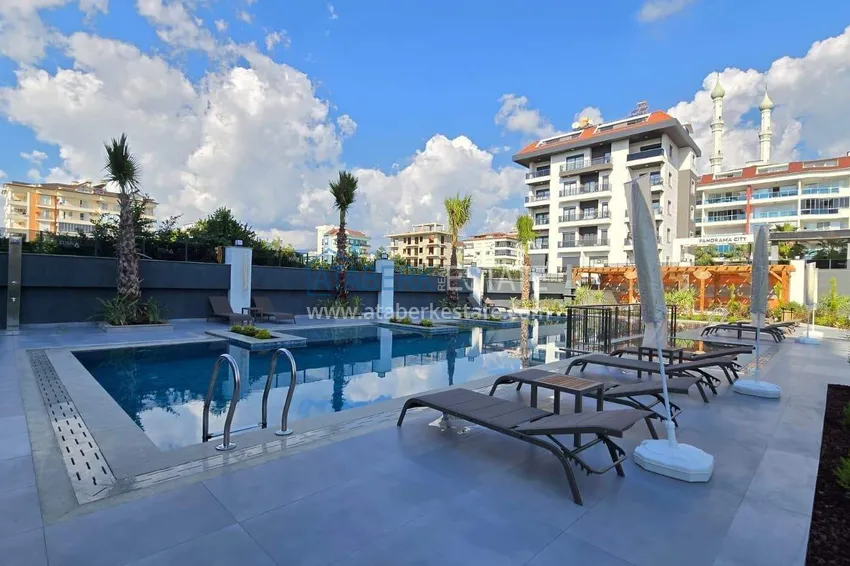 Furnished 1+1 apartment with sea view - first line, Kestel, Alanya 19