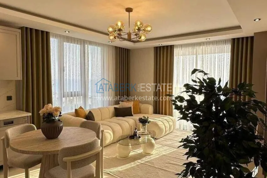 Purchase Furnished 1+1 apartment with sea view - first line, Kestel, Alanya 1