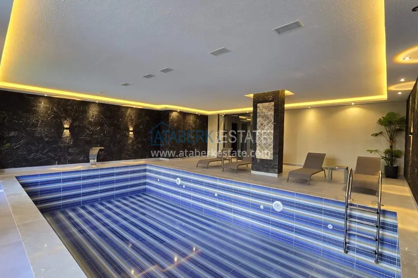 Furnished 1+1 apartment with sea view - first line, Kestel, Alanya 36