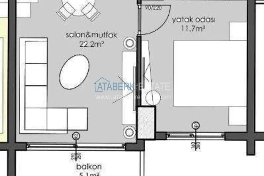 Buy cheap 1+1 apartment in the center of Alanya - furnished and with sea views, installments are available 1