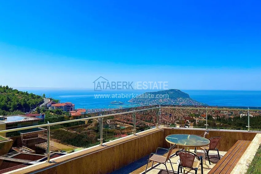 Luxury 4+1 villa in Alanya, Bektash Mountain District - furniture, swimming pool, panoramic view 12