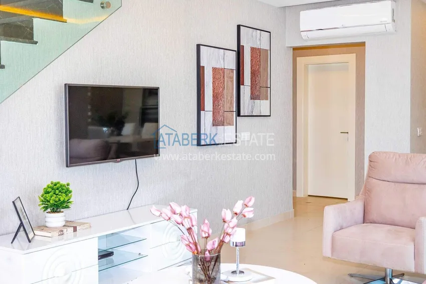 Purchase 2+1 garden duplex in Kestel on the beachfront - with new furniture and sea views 14