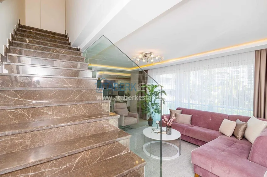 Purchase 2+1 garden duplex in Kestel on the beachfront - with new furniture and sea views 29