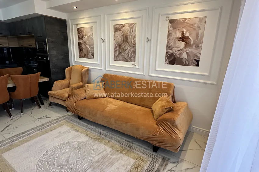 Purchase 1+1 apartment in Alanya, Cikcilli district - furnished and with sea view, glazed balcony 10 
